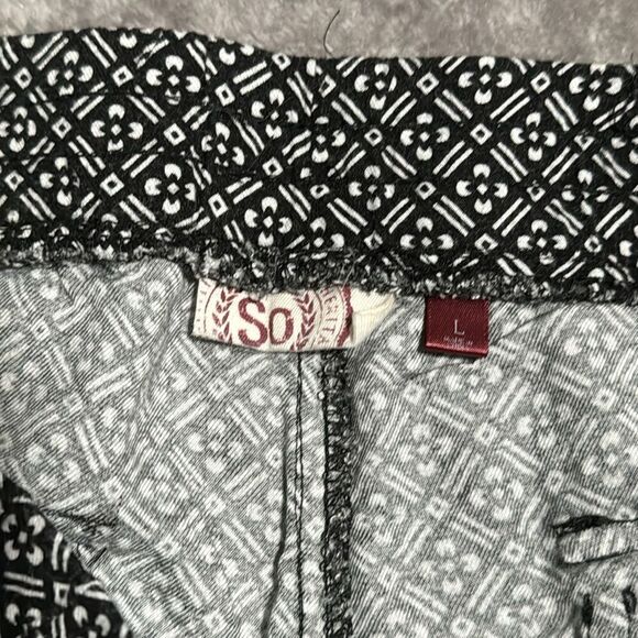 SO Black & White Geometric Pattern Rayon Joggers L - Picture 6 of 9